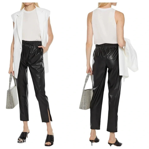 Theory Paperbag Leather Pants Vegan Sz 2 Black - Picture 1 of 8